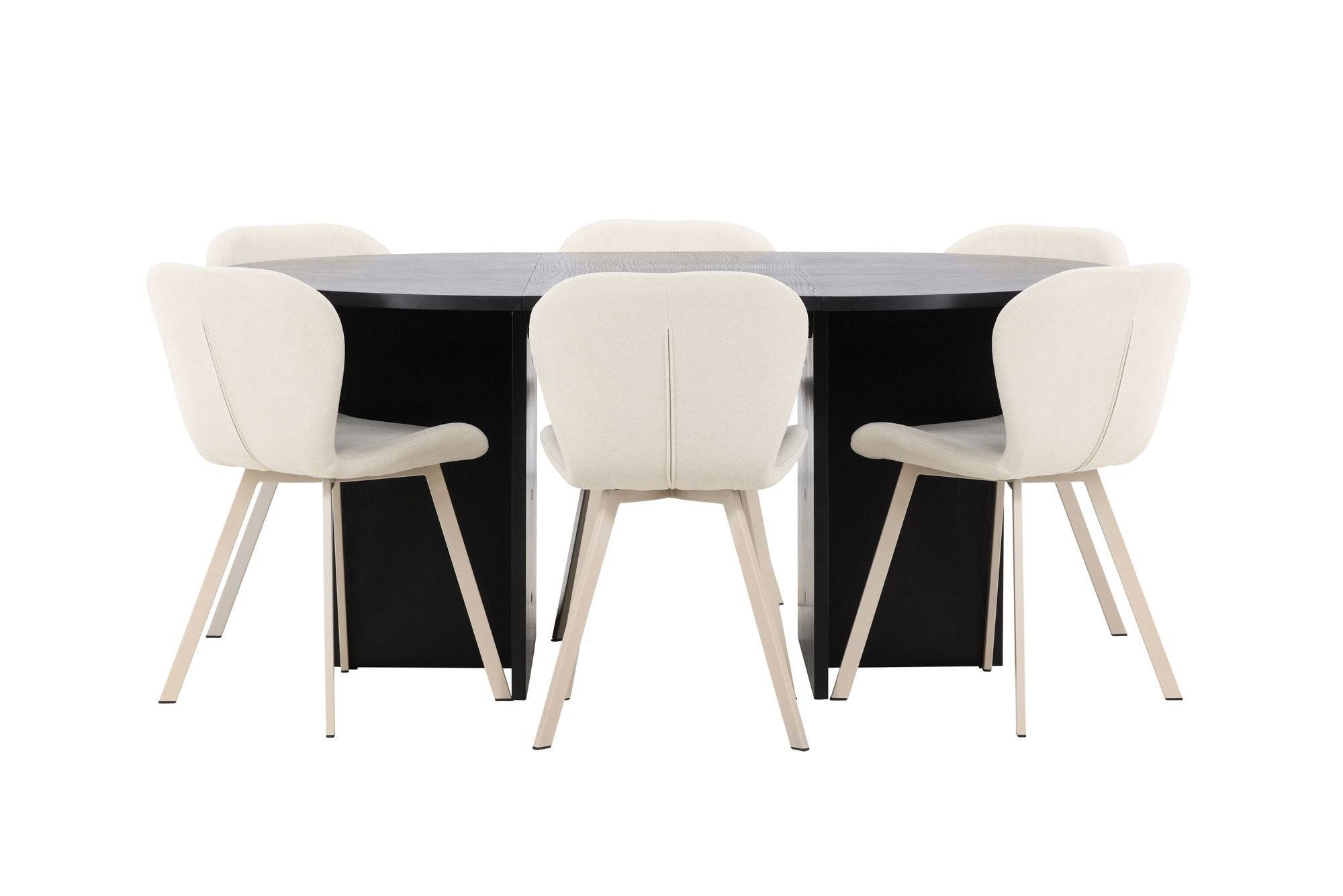 Venture Home Strada bord - Black with 6 Lilja stol - Beige