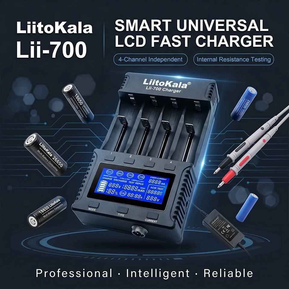 LiitoKala Lii-700 Universal 18650 AA AAA Charger, QC 12V 5A Fast Charge, Overcharge & Reverse Protection, 0V Battery Activation