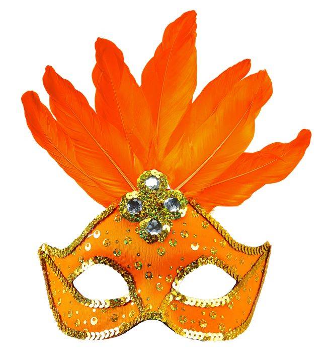 Orange Braziliansk Maske med fjer-Orange