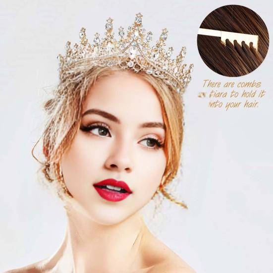 Bröllopskrona Tiara Prinsessan Drottning Fe Brudhuvudbonad Bröllopskron Legering Strass Födelsedagsfest Balpresent röd