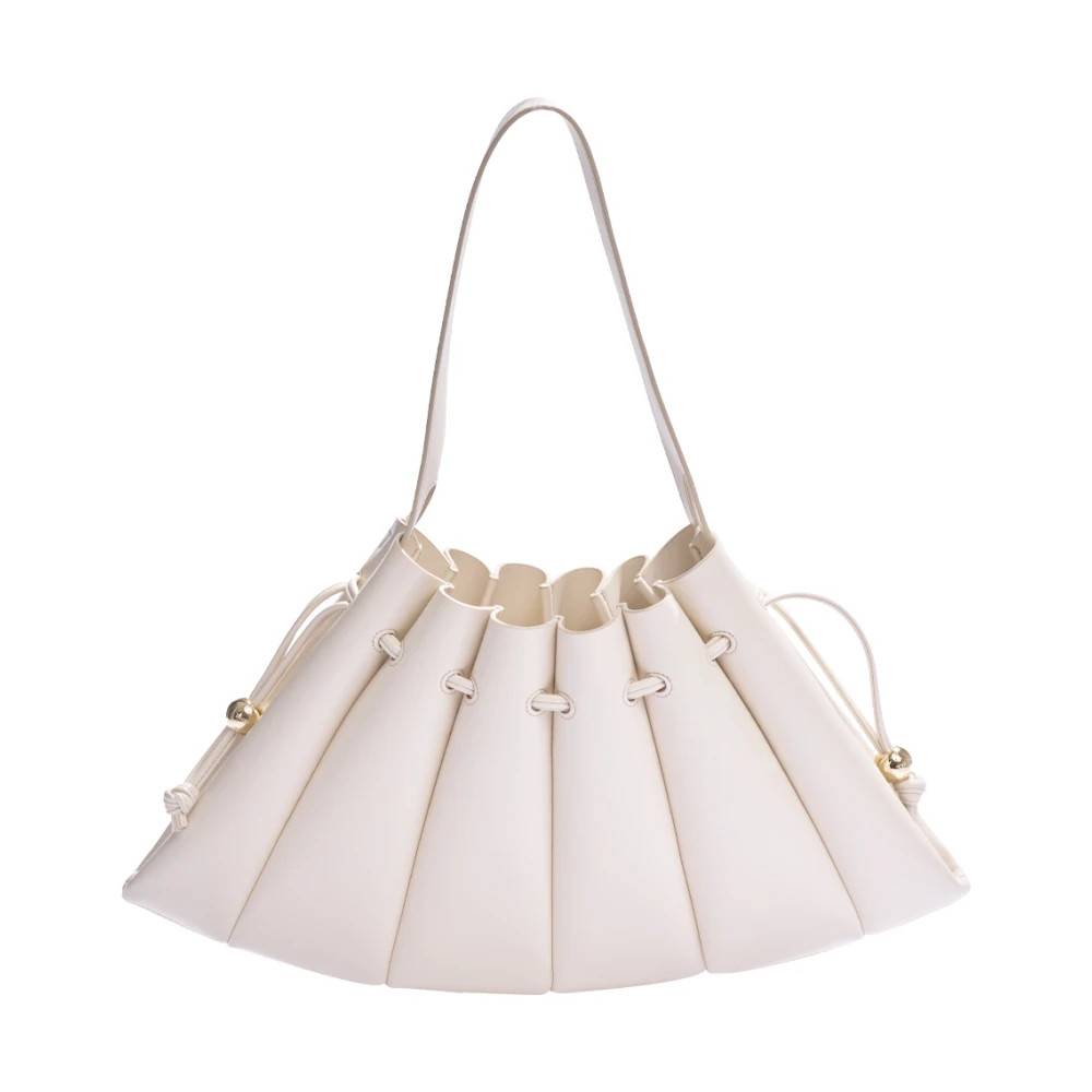 THEMOIRè Hvid Vegansk Skuldertaske med Vifte Design - Tasker - Dame - Hvid - ONE SIZE - Uld