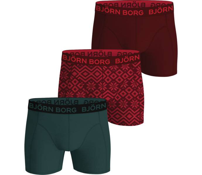 Cotton Stretch 3-pack JR kalsonger, Red/Green, Barn, 134-140