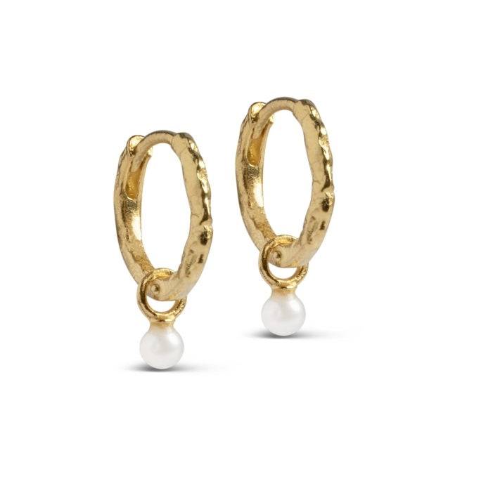 Enamel Copenhagen belle pearl hoops Guld Forgyldt sølv 13 mm.
