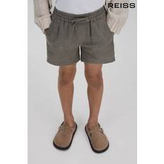 Reiss Khaki Acen Senior Linen Drawstring Shorts