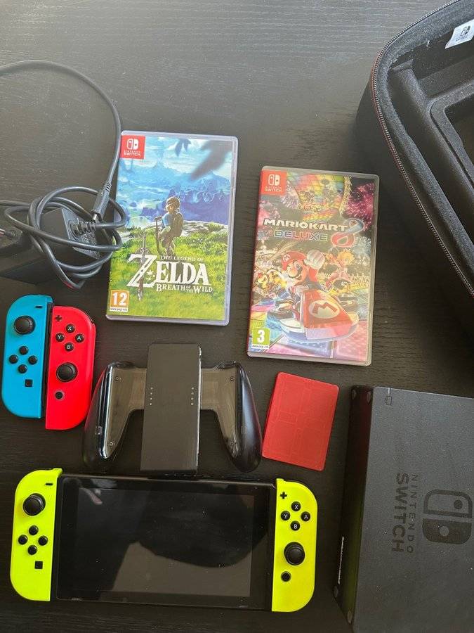 Nintendo Switch med spel och tillbehör