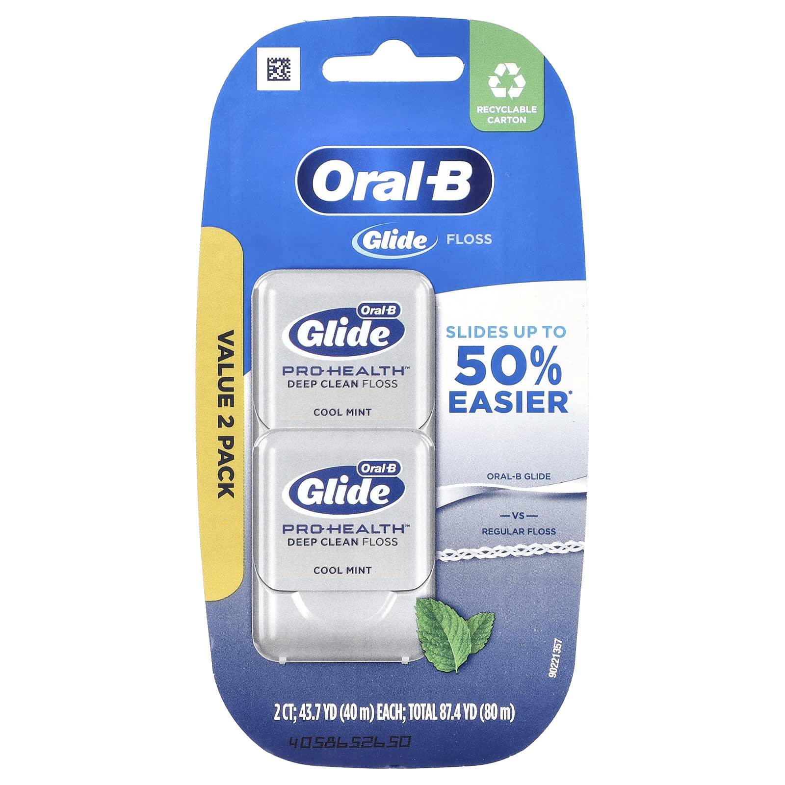Oral-B, Glide, Pro-Health, Deep Clean Tandtråd, Cool Mint, 2 förpackningar, 40 m (43.7 yd) varje. blue