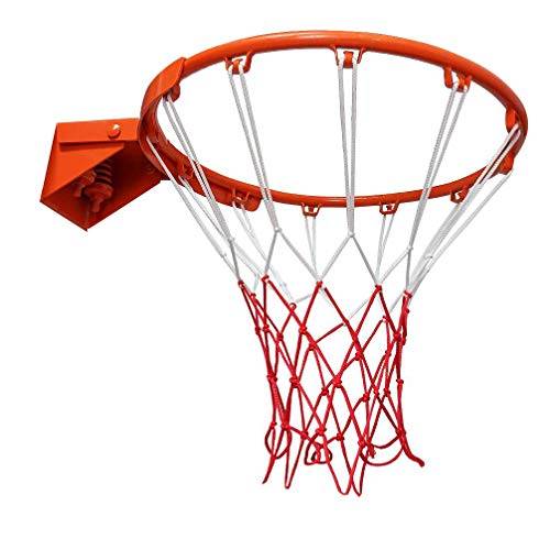 Aoneky Basketring med Dubbel Fjäder och Nylon basketnät - Väggmonterad Basketkorg Standardstorlek 45 cm för Träning Ersättning Utomhus Inomhus, 18 mm Massivt Stålrör, Lämplig för Vuxna och Barn