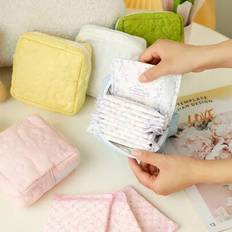 Minimalist Mini Bag Sanitary Bag Period Bag Pad Bag Sanitary Pouch Napkin Pouch Napkin Bag Girls Tampon Holder Organizer Women Cosmetic Bag Coin Purse - Multicolor - Light Blue,Purple Grapes,Yellow Lemon,Pink,Black,Beige,Lotus Root Starch