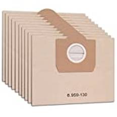 ZEYXINH 10 stycken dammsugarpåsar för Kärcher 6.959-130.0 pappersfilterpåse, Kärcher WD3-påsar för Kärcher WD3 1629 MV3 A2201/2204/2504/2554/2251/2604 våt och torr dammsugare