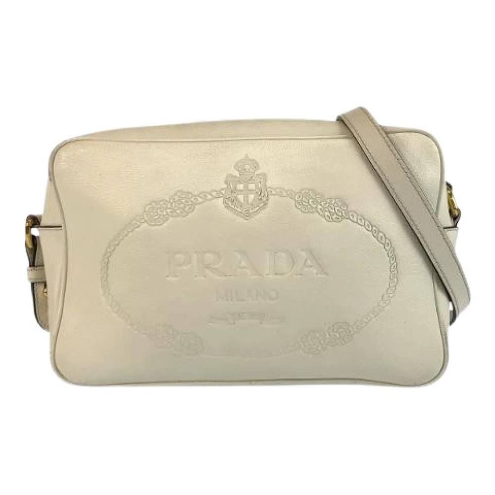 Prada Vintage Pre-owned Læder Skuldertaske - Vintage - Dame - Beige - ONE SIZE - Uld
