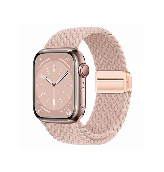 Apple Watch (42/44/SE/45/46/49mm) - Woven Magnetisk Flettet Rem - Pink Sand