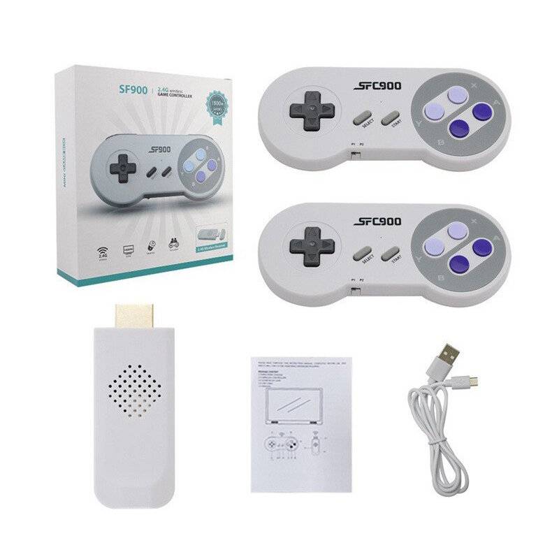 SF900 1500 Spel 8Bit 16 Bit SNES NES Retro TV-spelkonsol HD Klassiskt Videospel Stick Trådlös Spelkontroll