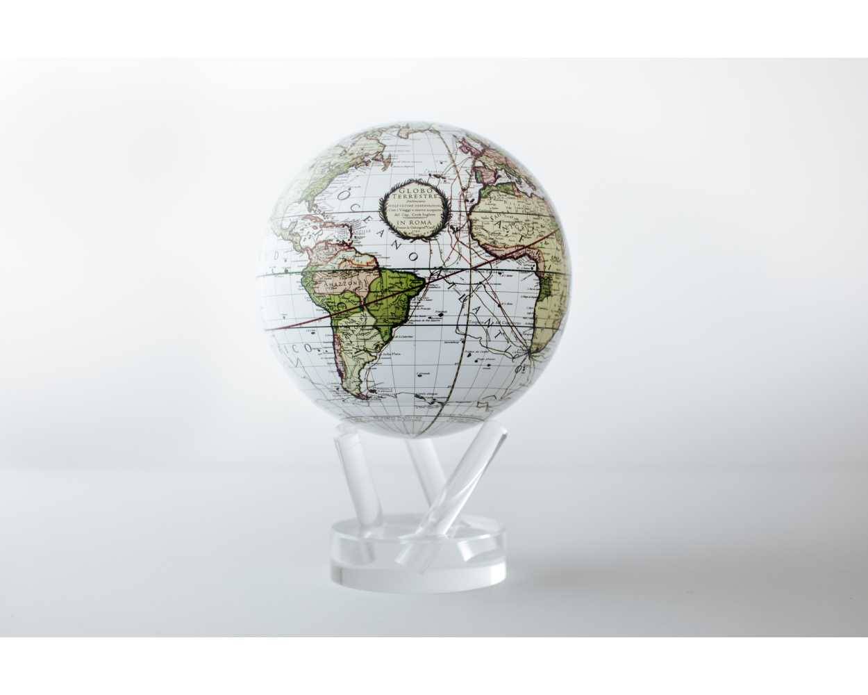 Mova Globe - Jorden - antik - Roterende globus drevet af solceller Diameter: 8,5" / 21,6 cm.