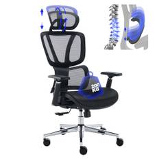 BRTHORY Kontorsstol ergonomisk skrivbordsstol på 200 kg, justerbart ländryggsstöd/3D-armstöd/nackstöd/vippfunktion, höjdjusterbar skrivbordsstol, svart