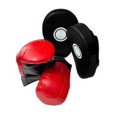 Punching mitts boxing gloves karate boxing gloves mitts pair set mitts (gloves (red) + (black) set)