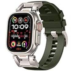 Bandletisk kompatibel med Apple Watch Ultra 2-rem – 49 mm 44 mm 45 mm 46 mm 42 mm för män, R-Steel FKM robust sportrem med metallkontakt för iWatch Ultra 2/Ultra Series 10 9 8 7 6 5 4 3 2 1 SE