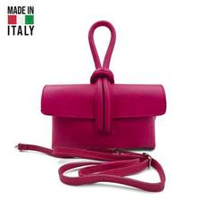 Women's Shoulder Bag. Made In Italy. Made Of Genuine Leather. Travel, Business Trip, Vacation, Work, Commuting, Light Luxury Style. Y2k. Retro, Fashio - D02 Fuchsia