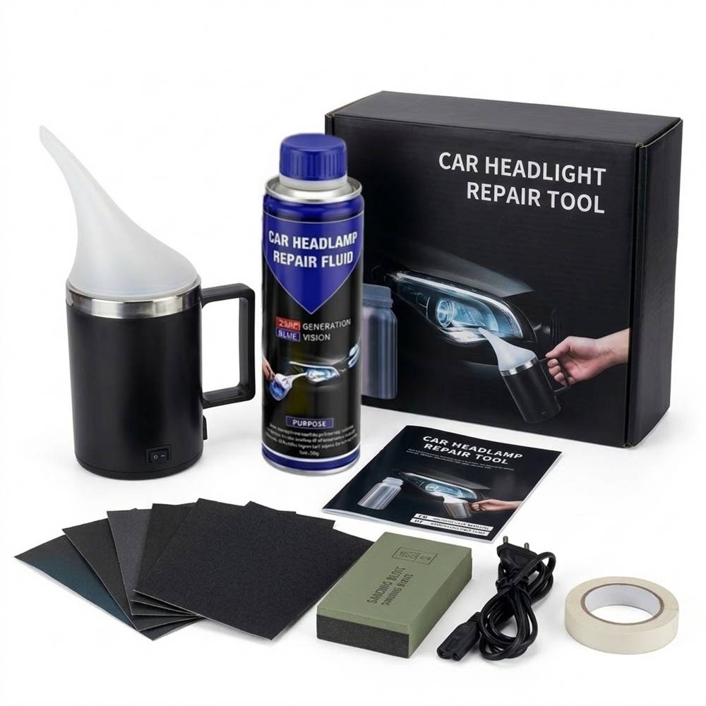 Car Headlight Restoration Kit  Atomizer Cup 200ml Polish Liquid DIY Auto Headlight Lens Repair Tool with Sandpapers & Tape