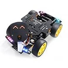 Freenove 4WD Car Kit for ESP32-WROVER CAM (Included), Dual-core 32-bit 240 MHz Microcontroller, Camera, Dot Matrix, Obstacle Avoidance, Line Tracking, Light Tracing, Colorful Light, App