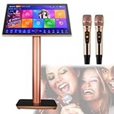 Karaokemaskin, 19,5 tums pekskärm Karaokesystem med 2 trådlösa reverb-mikrofoner, KTV Karaoke-spelare för hemmafest - 27 språkväxling,Black-4TB