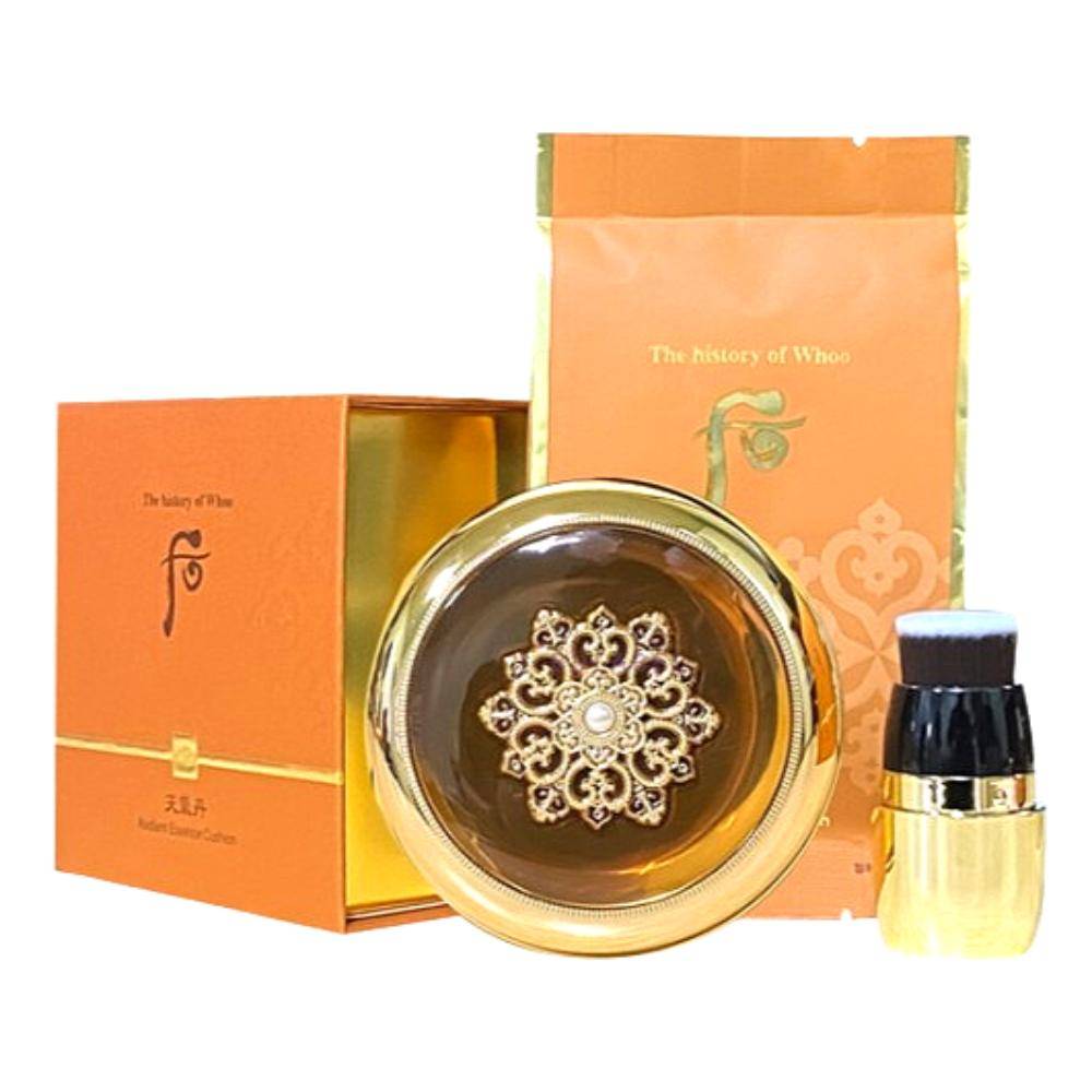The History of Whoo Cheongidan Radiant Essence Cushion 15g + Refill 15g Koreansk Örtbaserad Uppljusande Anti-Aging Cushion Foundation K-Beauty (Nyans