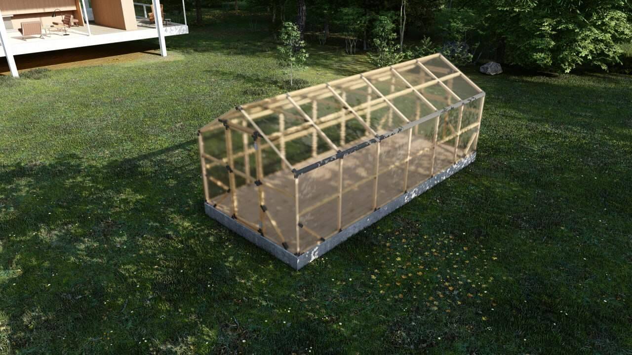 Växthus i trä med polykarbonat - 2,6×6m