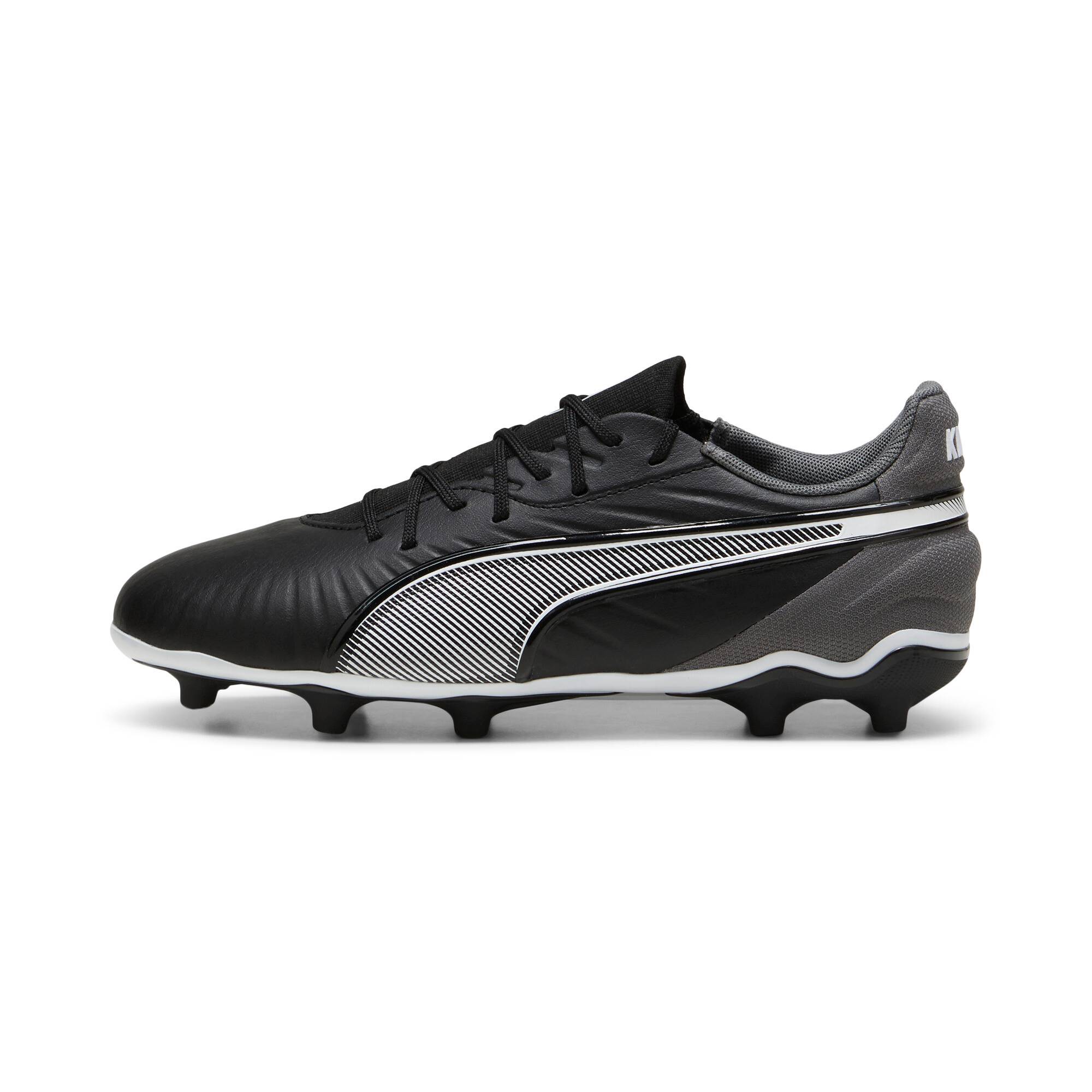 PUMA KING MATCH FG/AG Football Boots Youth, Shoes, Black/White/Cool Dark Gray, 31