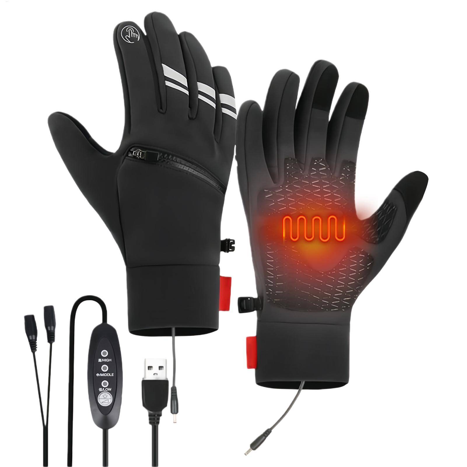 USB Heated Gloves 3 Heat Settings & Waterproof for Extreme Cold, Winter Hunting Camping Hikking Motorcycle cycling
