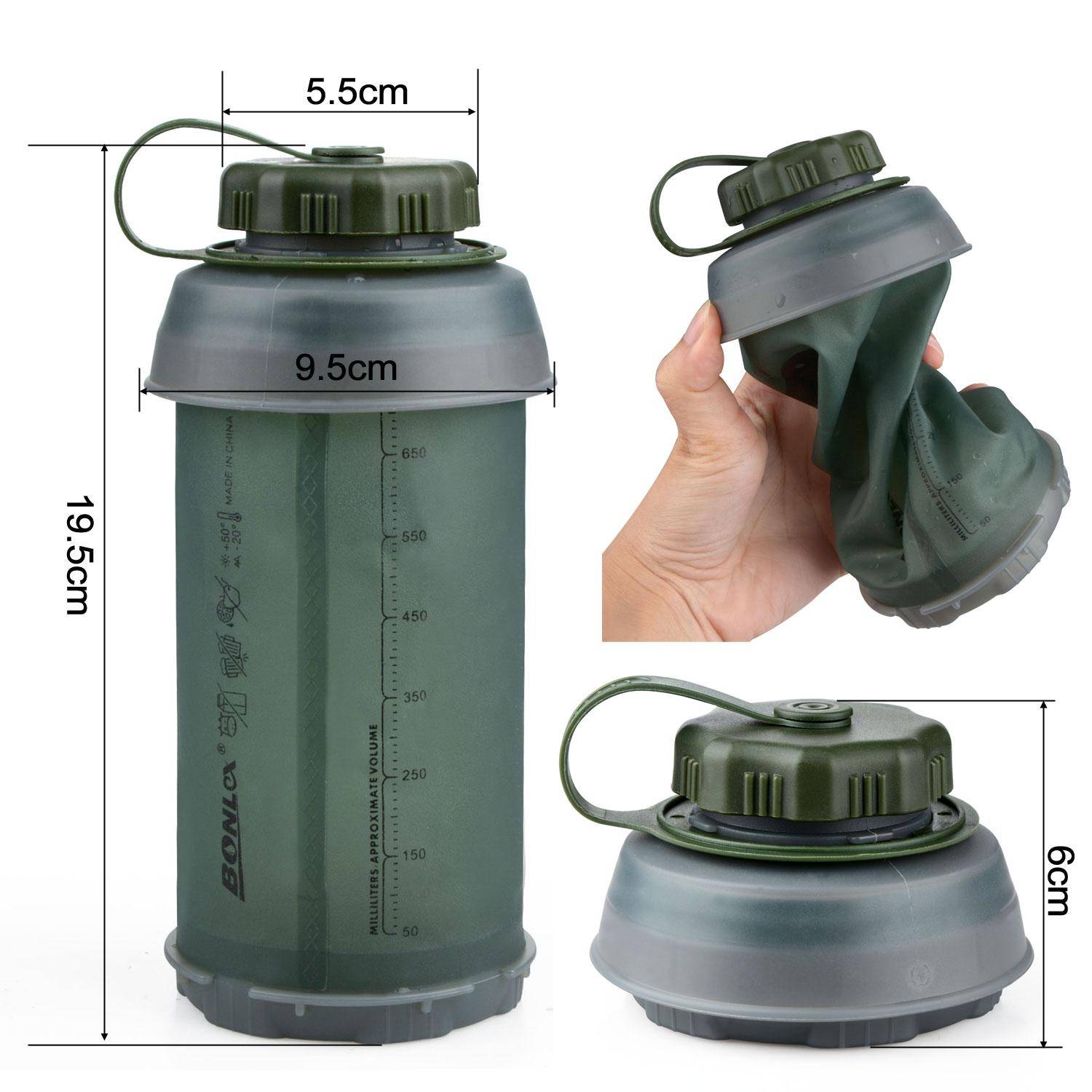 750ML Lightweight Outdoor Use Collapsible Sport TPU Soft Water Bottle Folding Kettle Water Bottle Camping Travel Running Bottle 0.75L