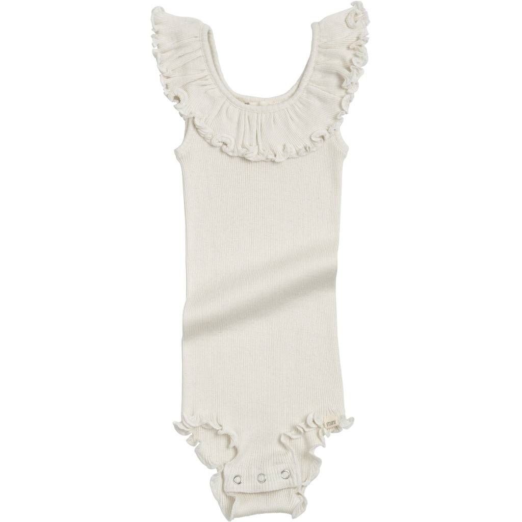 Barcelina - silk sleeveless bodysuit with collar - Cream - 2-3 years
