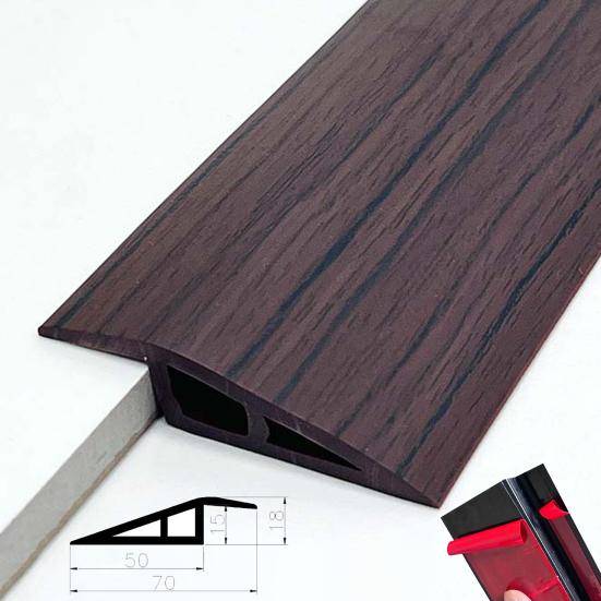 1/1.5CMx100CM PVC Tröskelramp Självhäftande Golvövergångslist Halkfri Dörröppningar Matta Kakel Överlappningskant Reducerare brun
