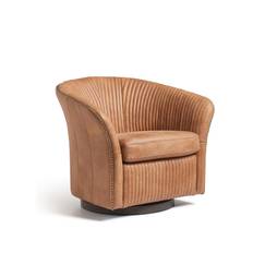 Crosby Leather Swivel Armchair - Hazelnut Brown