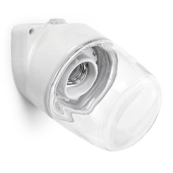 Kælderlampe - Porcelænslampe med glaskuppel IP54/skrå