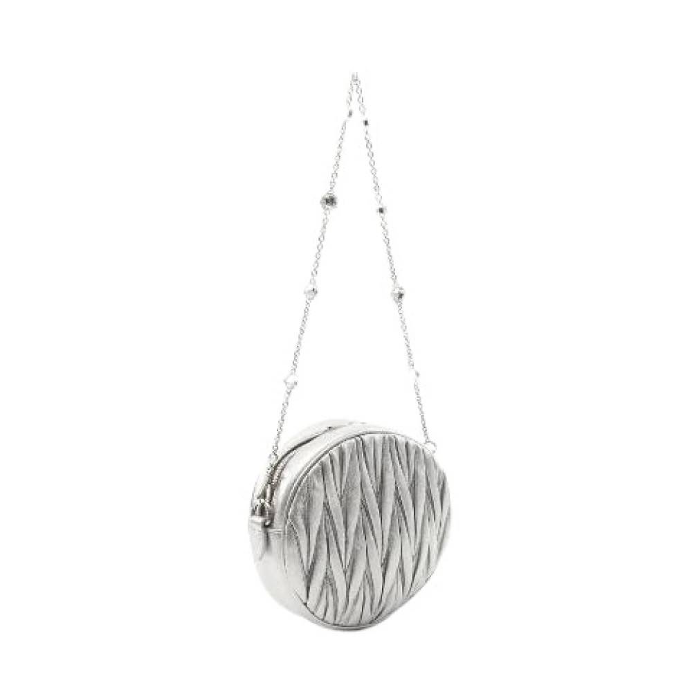 Miu Miu Pre-owned Pre-owned Leather Matelassé Skuldertaske 5Bh191 - Vintage - Dame - Grå - ONE SIZE - Uld