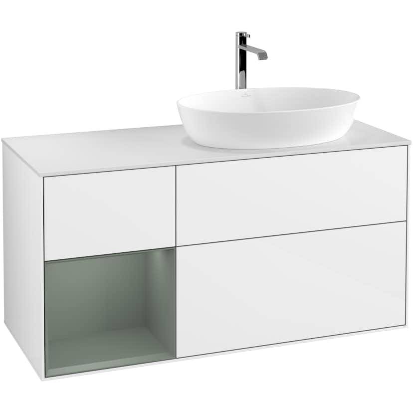 Tvättställsskåp Villeroy & Boch Finion med 3 Lådor Hylla och Bänkskiva för Ocentrerat Tvättställ från Artis & Collaro