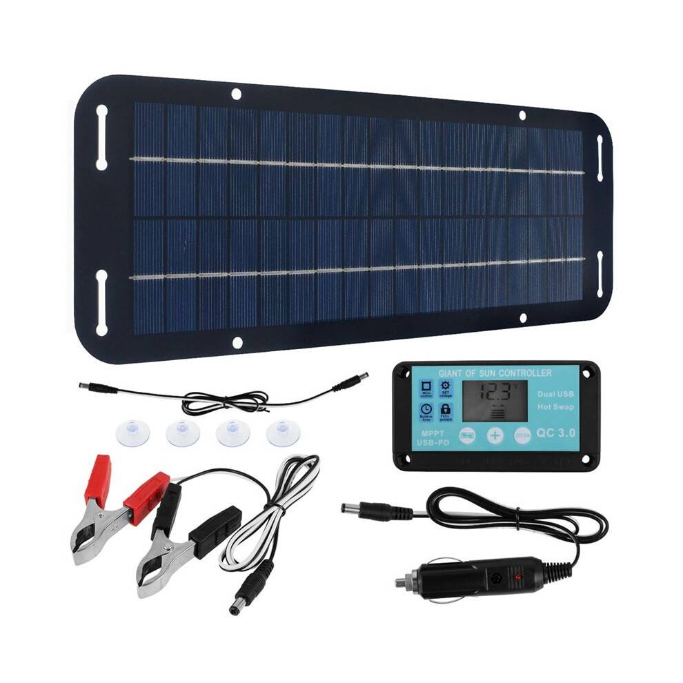 20W 12V Solar Panel Kit Solar Underhållsladdare USB Power Bärbar Mobiltelefon Utomhus Vattentät Power Bank