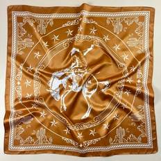 1 ST Damer Western Cowboy Print Bandana Kvinnor Fyrkantig Halsduk Dam Elegant Halsduk Snusnäsduk Dam Satin Head Scarf DaliyHåraccessoarer - Guld