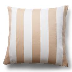 Örngott i 100% mjuk och lyxig bomullssatin - 60x63 cm - Naturfärgad och vitt - Nordic Stripe örngott från By Night (60x63 cm)