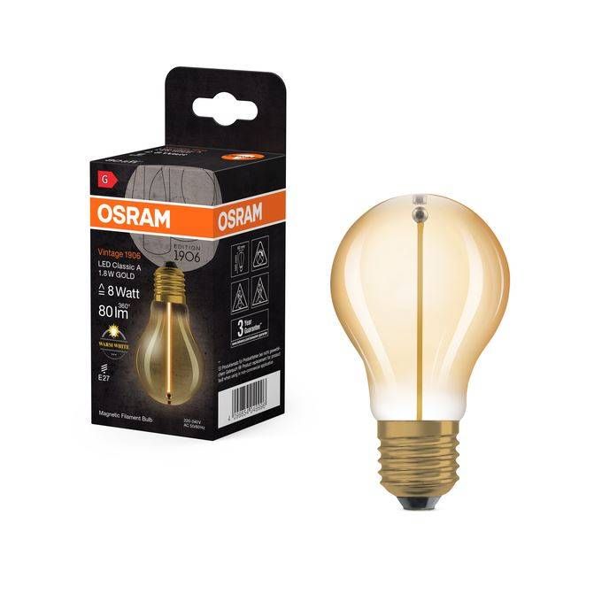 OSRAM Vintage 1906 Standard Filament Magnetic 1,8W=8W Gold E27
