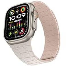 ZZDZZ Kompatibel med Apple Watch-armband 38 mm, 40 mm, 41 mm, 42 mm, 44 mm, 45 mm, 46 mm, 49 mm, mjukt magnetiskt silikonband för Apple Watch Ultra 2 Series 10 9 8 7 6 5 4 3 2 1 SE, Starlight rosa,