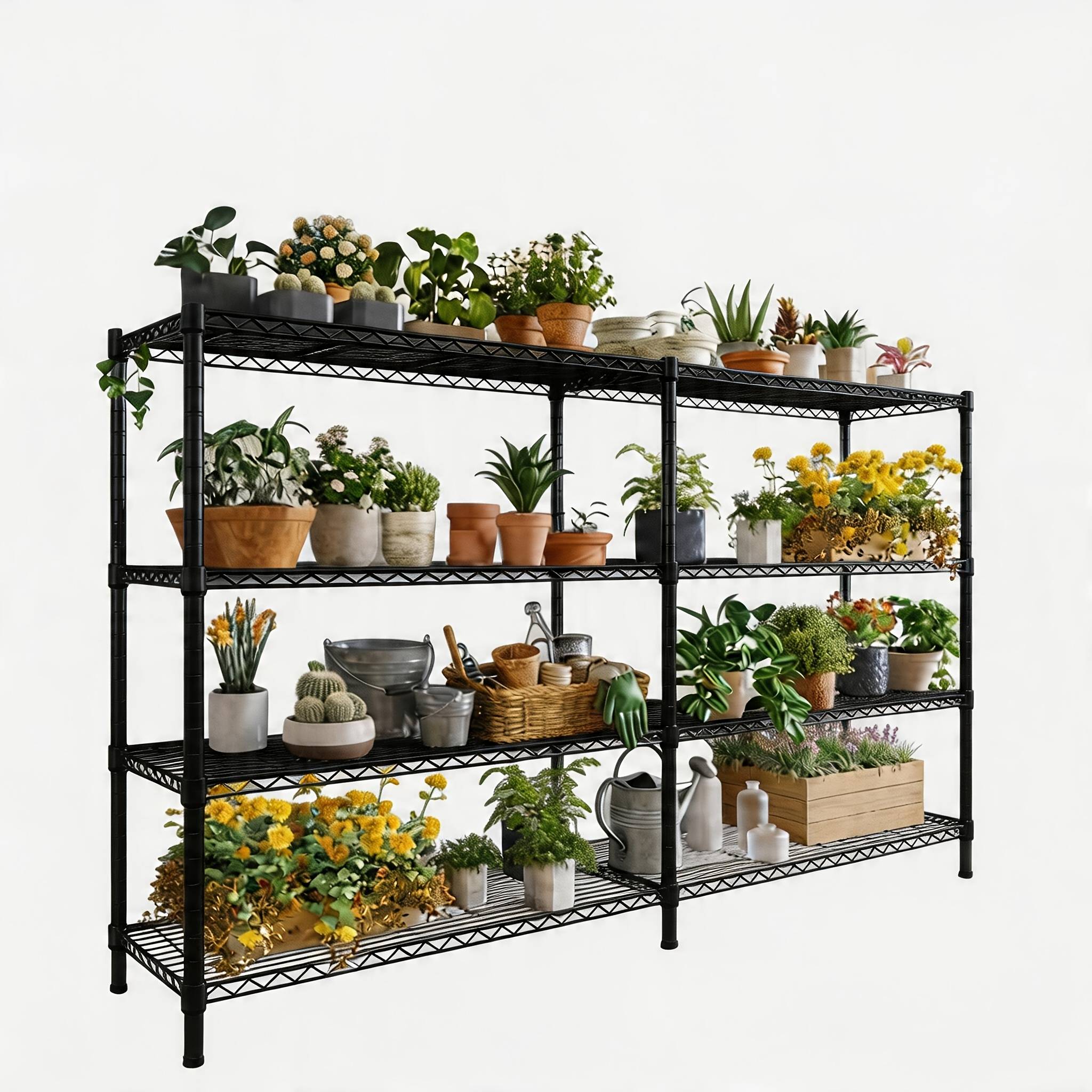 4-tier Storage Shelves, Heavy Duty Shelf, Garage Shelf, Height Adjustable Wire Shelf, Metal Shelf For Storage, Storage Shelves, Kitchen Shelf, 182 X 45.5 X 152cm, Utility Shelves