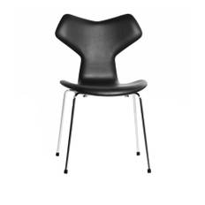 Fritz Hansen - 3130 Grand Prix, Helklädd, Läder, Soft Black Brown - designer_arne_jacobsen - Brun - Læder/Metal/Træ