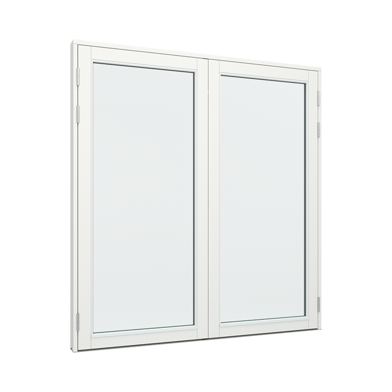 Dobbelt terrassedør med 1 glasfelt i hver dør.
