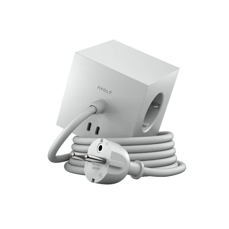 Avolt Square 1 grenuttag 30W Dual USB-C & Magnetic base 1,8m Gotland Gray