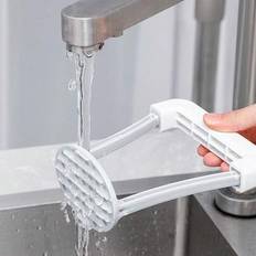 Manuell potatis- och vitlökspress i plast, PP - 3-i-1-verktyg för grönsakspuré, med halkfritt handtag och lättrengörlig design, lämplig för livsmedels - Multifärgad (Vit)