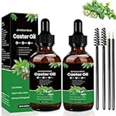 2 Pack Jamaican Black Castor Oil för hårväxt, 100% ren kallpressad ricinolja för hårväxt, ögonfransar, ögonbryn, massageolja för aromaterapi