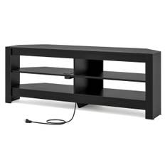 Hjørne tv-skab med ladestation & 4 hylder til tv op til 65 tommer tv lowboard tv-skab sort