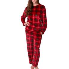 Dam pyjamas – jul pyjamas – dam pyjamas – fleece pyjamas dam – dam pyjamas set jul – dam pyjamas – fleece pyjamas – pyjamas dam – vuxen jul pyjamas – skotskrutig pläd – vinterpyjamas, Röd tartan, XS
