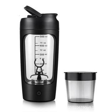 USB-uppladdningsbar elektrisk protein-shakerflaska 650ml - svart