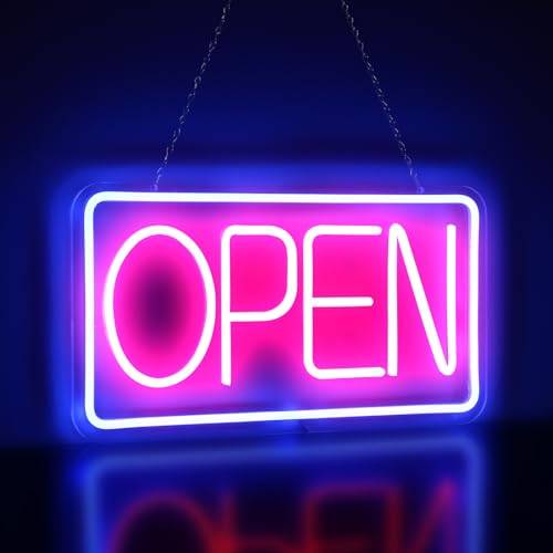 Rdutuok Öppen LED-skylt, 42 x 22 cm, öppen LED-skylt för bar, pub, hotell, café, restaurang, lekrum, väggkonst, väggdekor, USB-driven